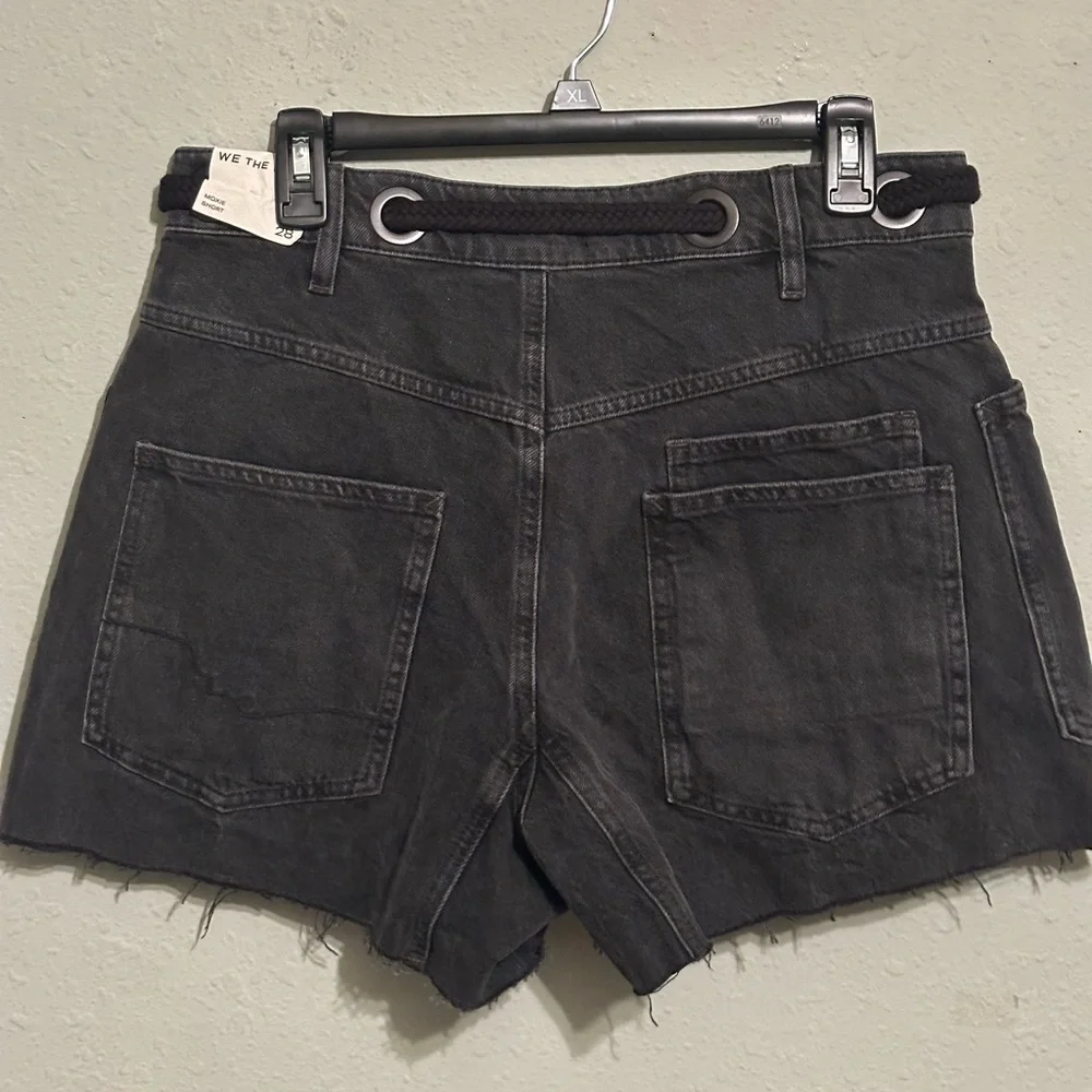 Women’s Black Denim Drawstring Shorts